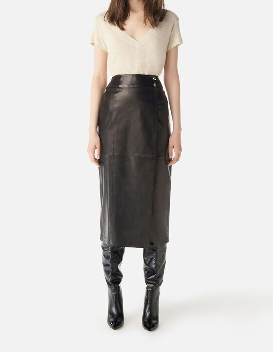 ORLA LEATHER MIDI SKIRT